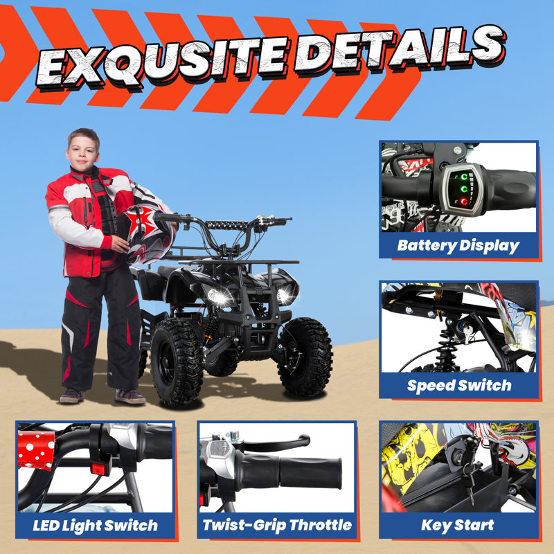 JOYRACER 36V Electric ATV Dirt Quad with 500W Brushless Powerful Motor for Ages 6 3 adjustable speeds Reviews Wayfair